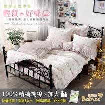 兩用被床包組-加大｜100%防蟎抗菌精梳純棉｜草莓花園